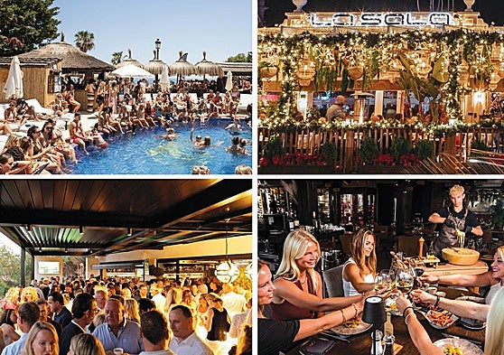 Top: La Sala by the Sea (left) and La Sala Puerto Banús. Bottom: The Clubhouse Marbella (left) and OAK Firehouse & Cocktail.