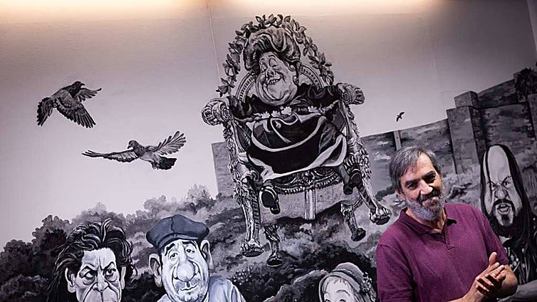 Malaga artist completes huge mural at city cinema, a journey through the history of Spanish film in 35 movies