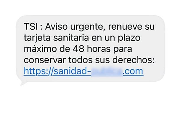 Fraudulent message that users are receiving