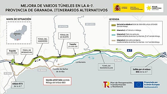 Closures on the A-7 Mediterranean motorway in Granada province expected until Christmas