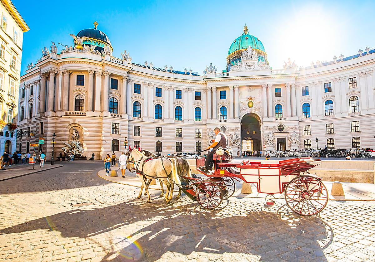 Hofburg Palace. Horse-drawn carriages are often seen in the city centre.