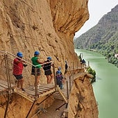 The dramatic walkway is pinned to the side of the gorge.