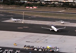 Image of diverted flight, with emergency services waiting on the apron.