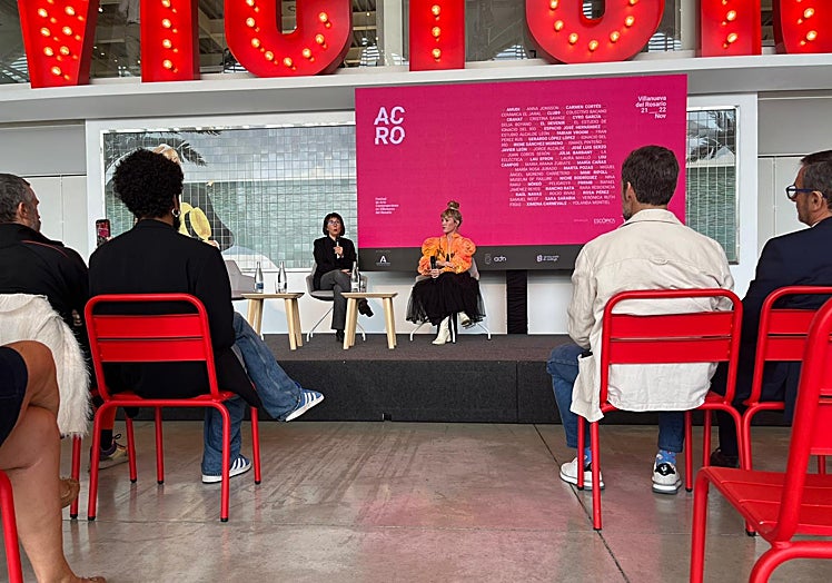 Sara Sarabia and Verónica Ruth Frías at the Acro launch.
