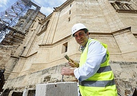 Francisco Aguilera is the stonemason working on the roof of the Cathedral.