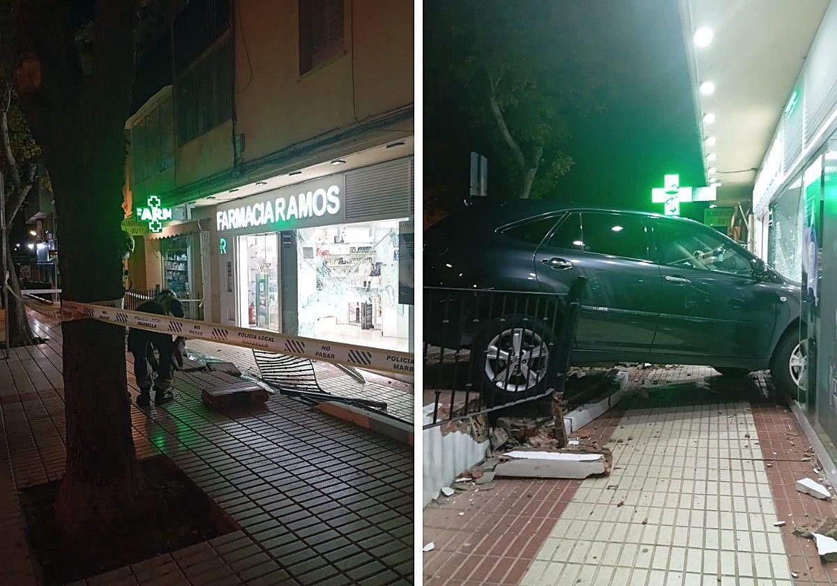 Car smashes into shop window of pharmacy in Marbella