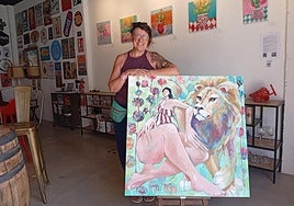 Emma Petitt with one of her "babes" at the Frigiliana art walk in October.