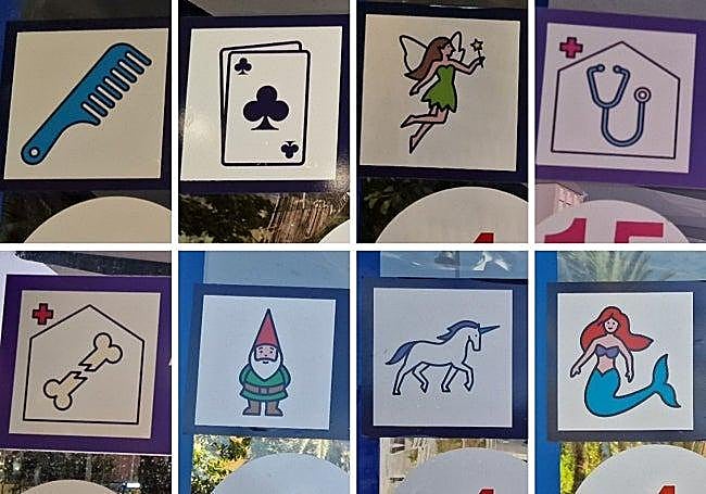 Some of the pictograms at the bus stops.