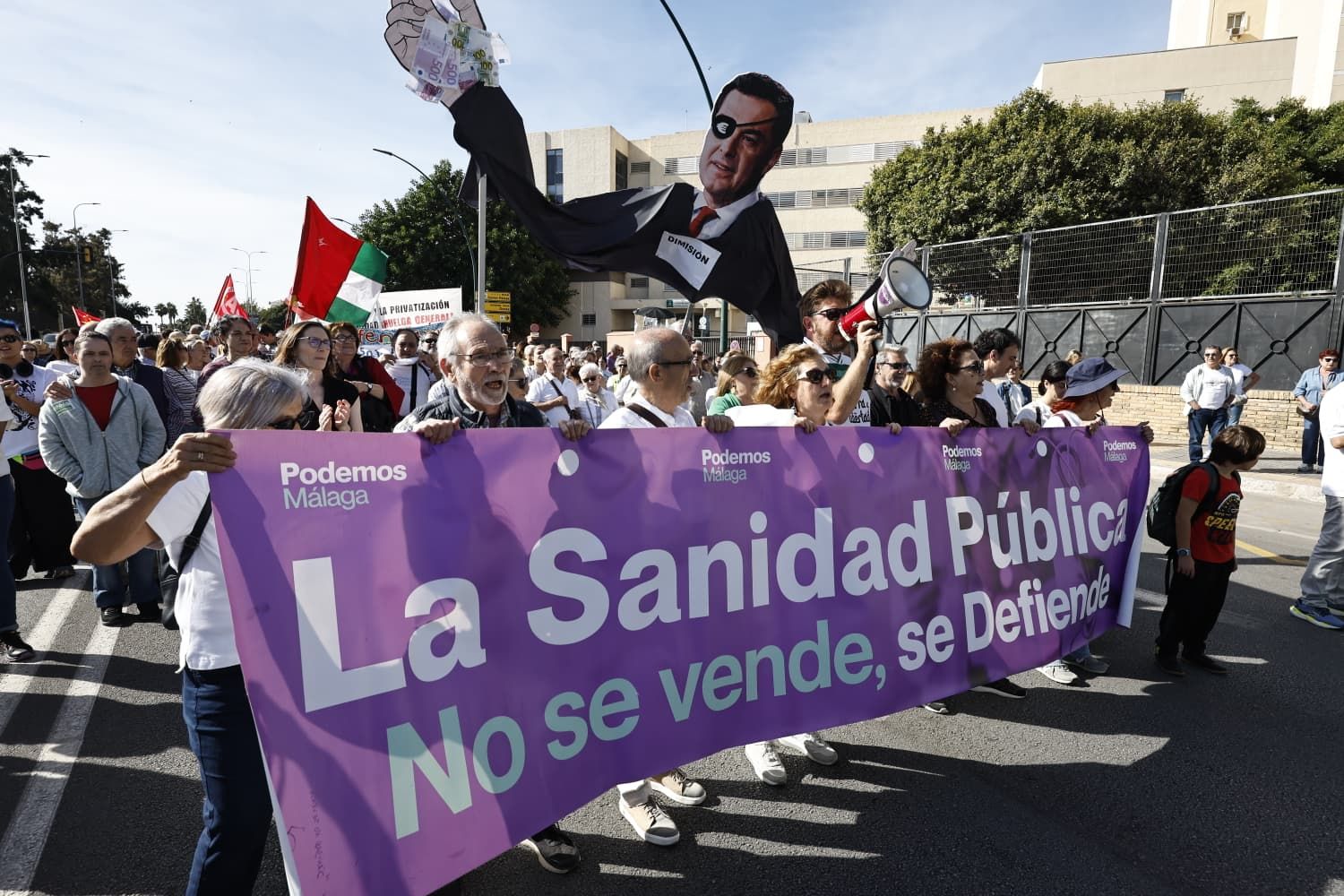 Thousands of people march through Malaga city centre in defence of public healthcare, in pictures