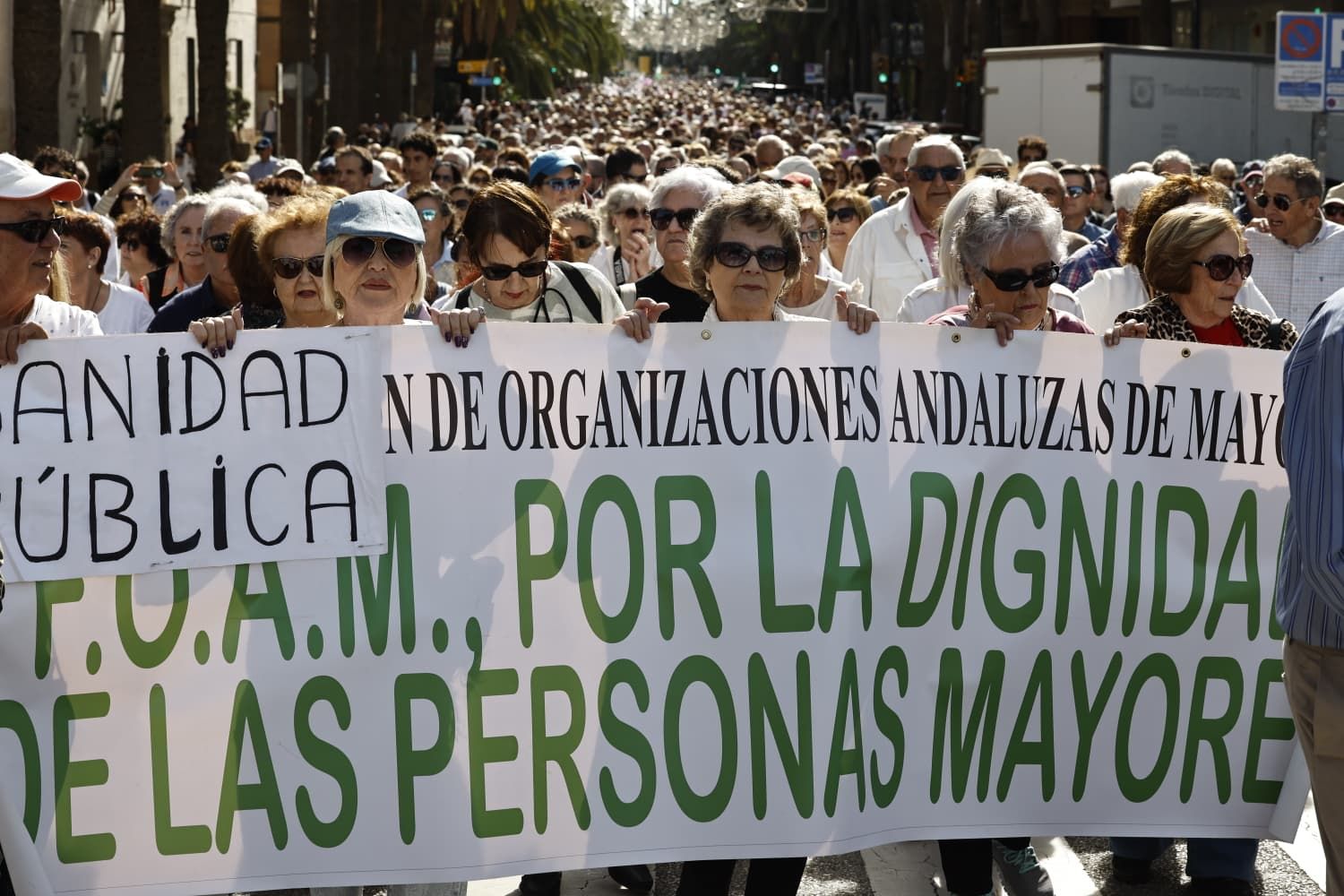 Thousands of people march through Malaga city centre in defence of public healthcare, in pictures