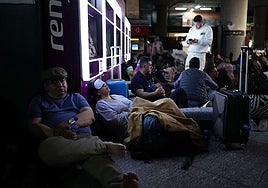Dozens of rail passengers trapped in a train station on the day of the power outage.