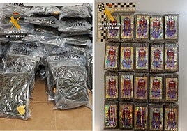 The marijuana and hashish seized in Mijas and Manilva.