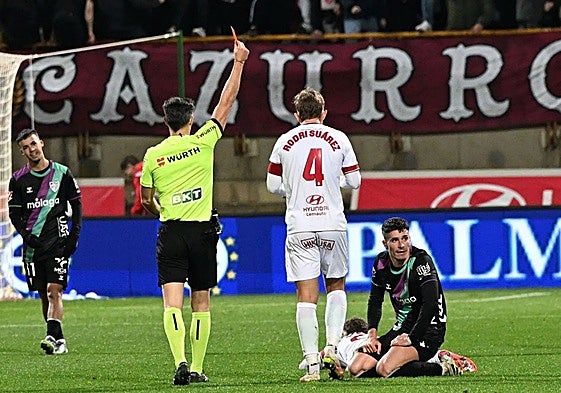 Malaga's Javi Montero was both responsible for the goal and later received a red card.