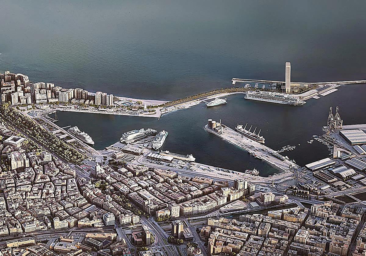 Imagen principal - New features of proposed skyscraper hotel in Malaga&#039;s port unveiled