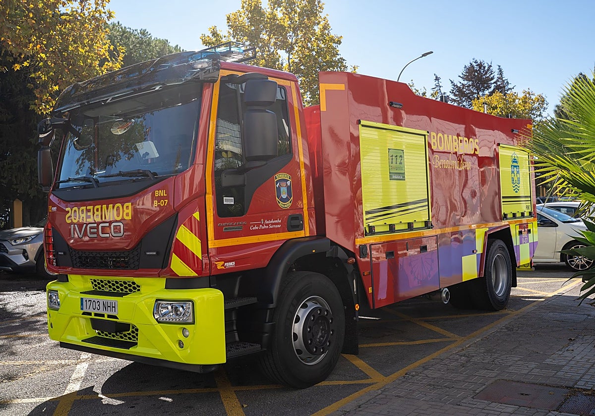 The new water-tender fire engine in Benalmádena.
