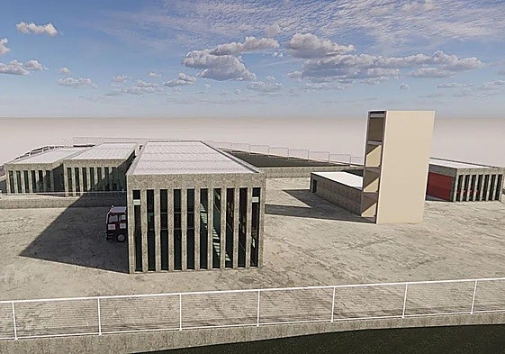 What the new fire station in Álora-Pizarra, which is now more than 60% complete, will eventually look like.