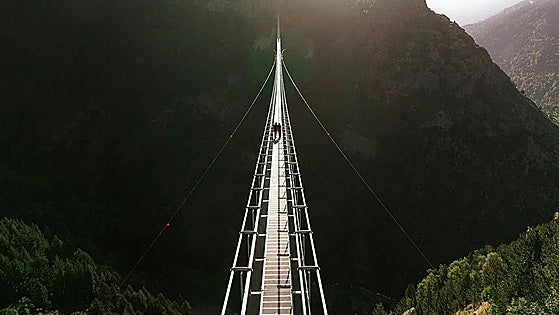 This is the Tibetan bridge in Canillo that's the second longest of its kind in the world