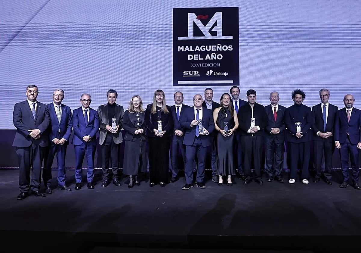 Group photo of the Malagueños del Año 2025 winners.