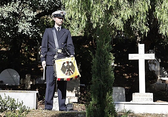A representative of the German Navy at the English Cemetery on Tuesday.