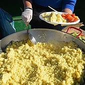 A plate of 'migas' being served up.