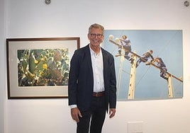 The Danish artist's son at the opening of the exhibition in Mijas.