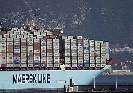 A container ship calling at the port of Algeciras in Cadiz.