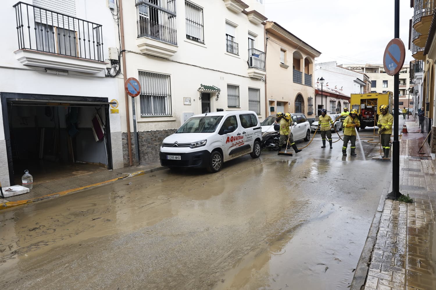 In pictures: Malaga town mops up after a night of torrential rain and the Guadalhorce river at its highest level on record