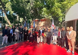 The discoverers along with representatives from local authorities during the 67th anniversary event