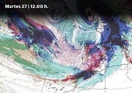 Visualisation of how the storm is passing through Spain.