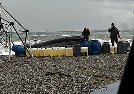 The narco-boat on La Herradura beach.