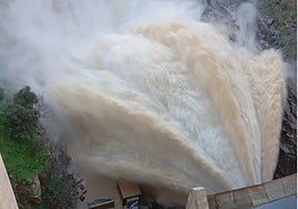 The Casasola dam releasing water.