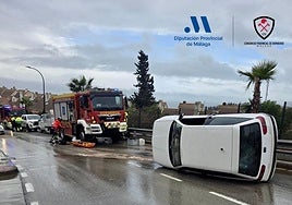 Malaga road accident: driver injured after car leaves road and overturns