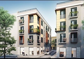 Visualisation of a project for tourist flats on Calle Victoria in Malaga.