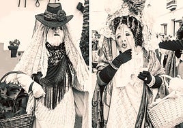 Local residents in typical masks.