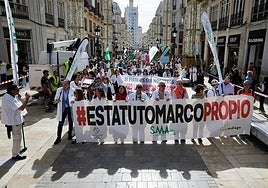 Image of the demonstration arriving at Calle Larios.