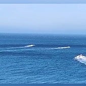 The Guardia Civil following four drug trawlers off the coast of Lújar.