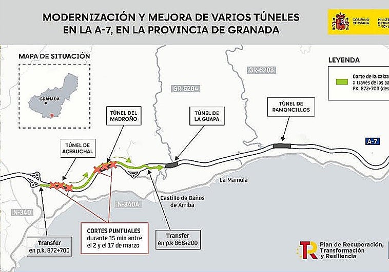 This is how work to improve the tunnels on the A-7 motorway in Granada province is affecting traffic