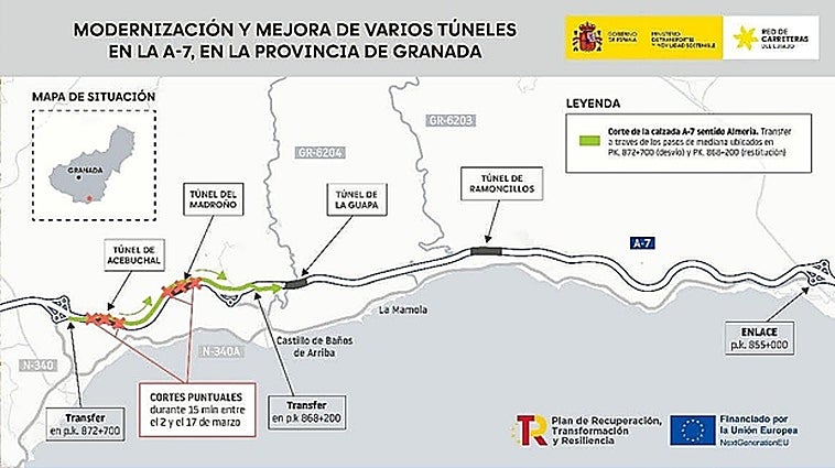 This is how work to improve the tunnels on the A-7 motorway in Granada province is affecting traffic