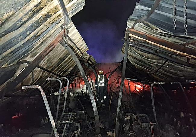 Buggies affected by the flames.