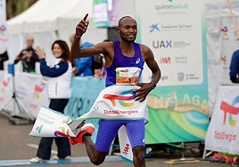 Kipkorir crossed the finishing line in under an hour.
