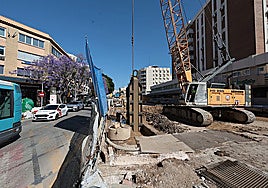 Metro construction work on Calle Hilera in Malaga.