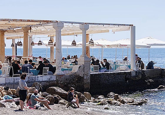 The famous Baños del Carmen terrace in Malaga overlooking the sea.
