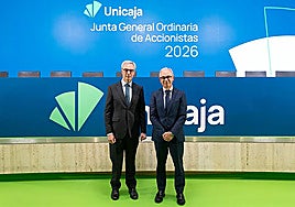 President of Unicaja José Sevilla and CEO Isidro Rubiales.