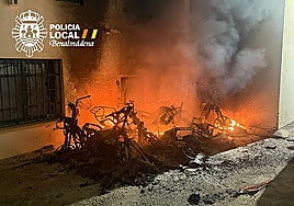 Photo of burning motorcycles the Local Police in Benalmádena shared.