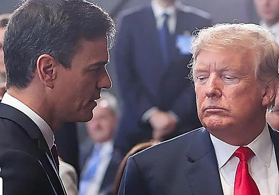 Spain's Prime Minister Pedro Sánchez talking to Donald Trump.