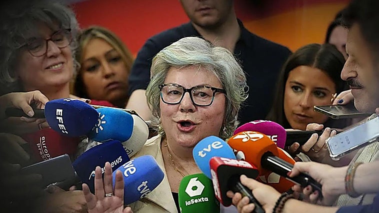 Dolores Vázquez talks to the media on Monday.