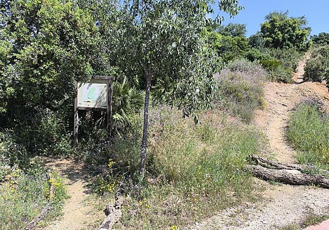 Information board where the trail begins to narrow