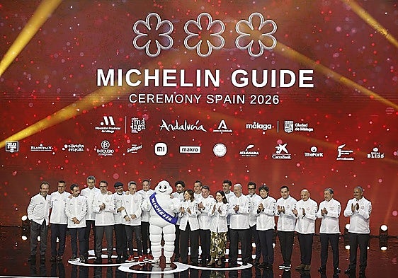 Image of the chefs who received three stars during the Michelin Stars 2026 award gala.