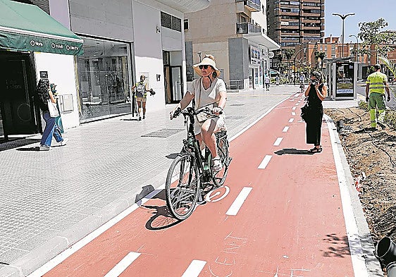 A section of the bike lane in Malaga.
