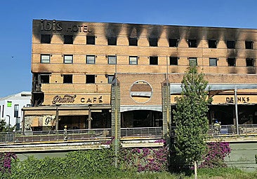 The Ibis hotel and Le Grand Café in Malaga after the fire.